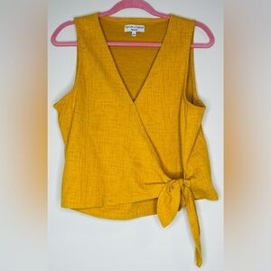 Madewell Yellow Sleeveless Wrap Blouse